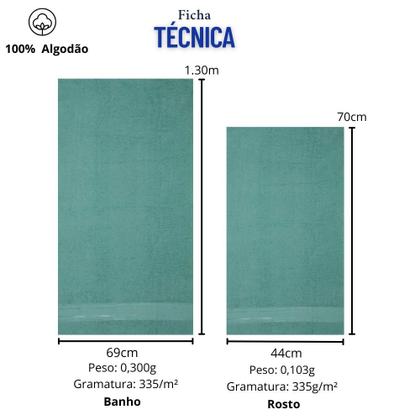 Imagem de Kit de 4 Toalhas Banho Rosto Algodão Macia Moderno