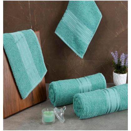 Imagem de Kit de 4 Toalhas Banho Rosto Algodão Macia Moderno