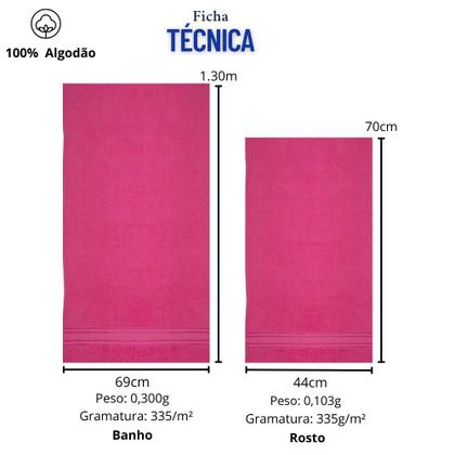 Imagem de Kit de 4 Toalhas Banho Rosto Algodão Macia Moderno