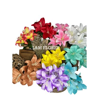 Imagem de Kit De 5 Buquês Cores Novas De Lírio Artificial Com 5 Flores