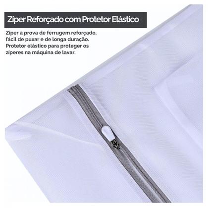 Imagem de Kit de 5 Saco Bolsa Lavar Roupa Reutilizáveis Contra Danos e Desgaste Zíper Reforçado Kapbom KA-2439