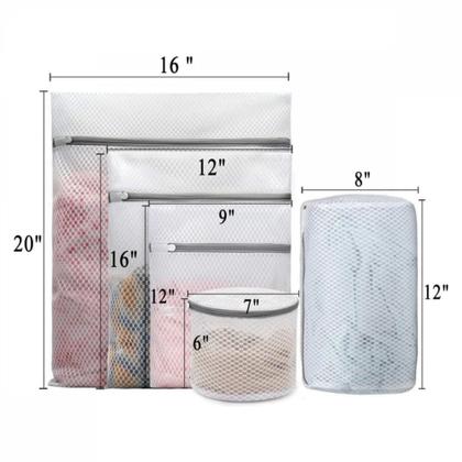 Imagem de Kit de 5 Saco Bolsa Lavar Roupa Reutilizáveis Contra Danos e Desgaste Zíper Reforçado Kapbom KA-2439