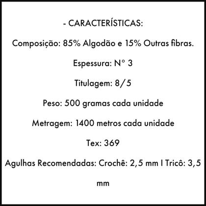 Imagem de Kit de 6 Barbantes Fino Fio n 3 Especial 1400 Metros Euroroma Para Crochê e Tricô