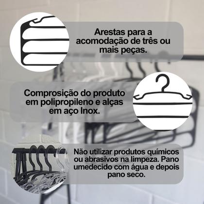 Imagem de Kit de 6 Cabide Triplo organizador Para Roupa/Calça/Bermuda 37x32 cm