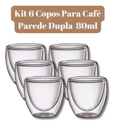 Imagem de Kit De 6 Copos Parede Dupla Café Expresso 80ml - Allmix