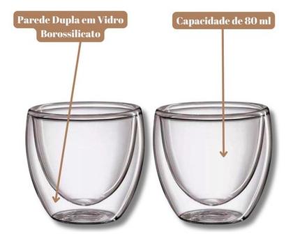 Imagem de Kit De 6 Copos Parede Dupla Café Expresso 80ml - Allmix