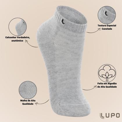 Imagem de Kit De 6 Pares Meia Lupo Sport Kids Cano Curto Infantil Algodão Cores Básicas Para Menino E Menina