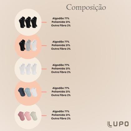 Imagem de Kit De 6 Pares Meia Lupo Sport Kids Cano Curto Infantil Algodão Cores Básicas Para Menino E Menina