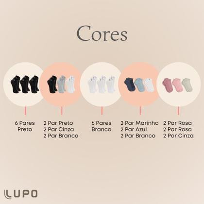 Imagem de Kit De 6 Pares Meia Lupo Sport Kids Cano Curto Infantil Algodão Cores Básicas Para Menino E Menina