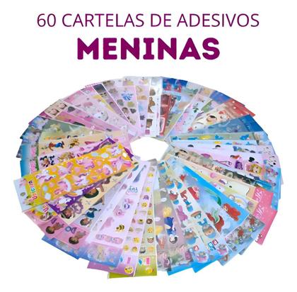 Imagem de Kit De 60 Pôsteres Adesivos Com Tema Menina Adesivos