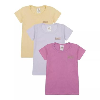 Imagem de Kit de 7 Blusas Infantis Manga Curta para Bebê Menina Básica e Confortável para o Dia a Dia menina