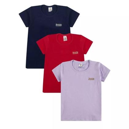 Imagem de Kit de 7 Blusas Infantis Manga Curta para Bebê Menina Básica e Confortável para o Dia a Dia menina