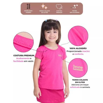 Imagem de Kit de 7 Blusas Infantis Manga Curta para Bebê Menina Básica e Confortável para o Dia a Dia menina
