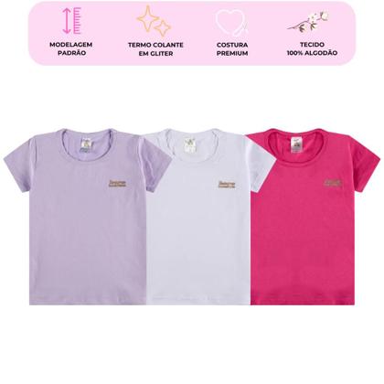 Imagem de Kit de 7 Blusas Infantis menina Manga Curta para Menina Básica e Confortável para o Dia a Dia meninas