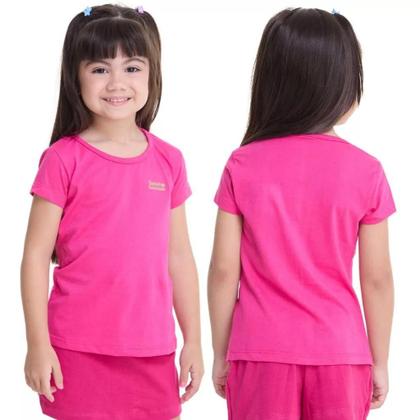 Imagem de Kit de 7 Blusas Infantis menina Manga Curta para Menina Básica e Confortável para o Dia a Dia meninas