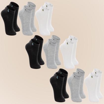 Imagem de Kit De 9 Pares Meia Lupo Sport Kids Cano Curto Infantil Algodão Cores Básicas Para Menino E Menina