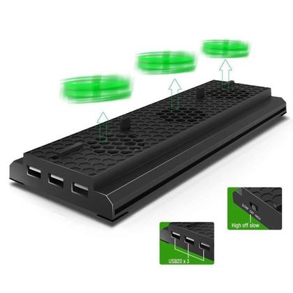Imagem de Kit de Acessorios 4 em 1 Suporte Base Vertical Carregador Cooler Porta Jogos 2 Baterias Dock Xbox One X
