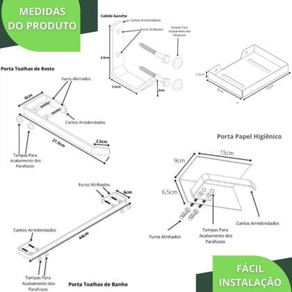 Imagem de Kit de Acessórios Para Banheiro 5 Peças Dourado SF MAX