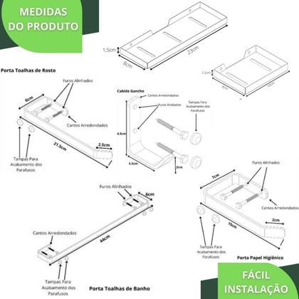 Imagem de Kit De Acessórios Para Banheiro 6 Peças Branco UN.Plus