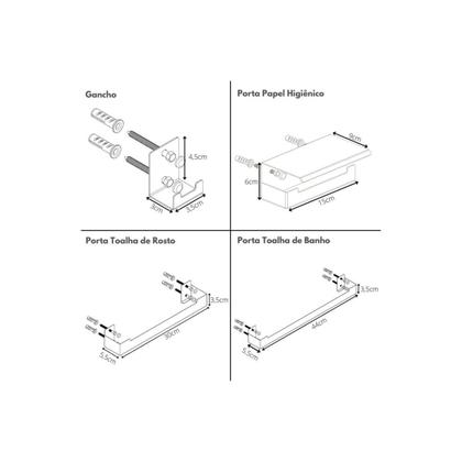 Imagem de Kit de Acessórios Para Banheiro 7 Peças Branco UN.ELG