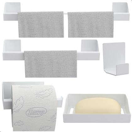 Kit de Acessórios Para Banheiro Branco 5Pcs F.Master Slim DF - FassinShop Imagem de Kit de Acessórios Para Banheiro Branco 5Pcs F.Master Slim DF