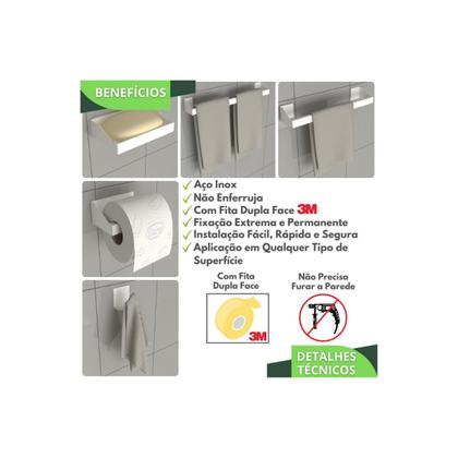 Kit de Acessórios Para Banheiro Branco 5Pcs F.Master Slim DF - FassinShop Imagem de Kit de Acessórios Para Banheiro Branco 5Pcs F.Master Slim DF