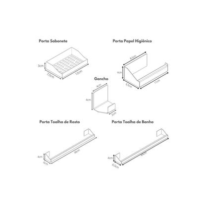 Kit de Acessórios Para Banheiro Branco 5Pcs F.Master Slim DF - FassinShop Imagem de Kit de Acessórios Para Banheiro Branco 5Pcs F.Master Slim DF