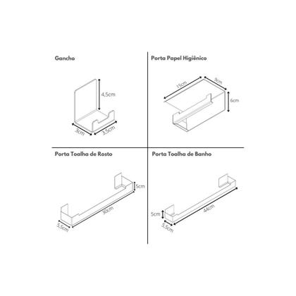 Imagem de Kit de Acessórios Para Banheiro Inox Com Adesivo 4 Pcs F.ELG