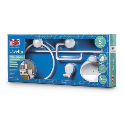 Imagem de Kit de Acessórios para Banheiro Lavello Branco 05 Peças Herc