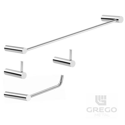 Imagem de Kit De Acessórios Para Banheiro Orion 4 Peças Alto Brilho Utilidades De Box Grego Metal