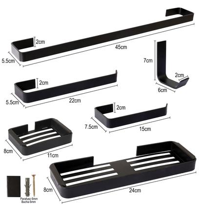 Imagem de Kit De Acessórios Para Banheiro Preto 6 Peças Linha Stander