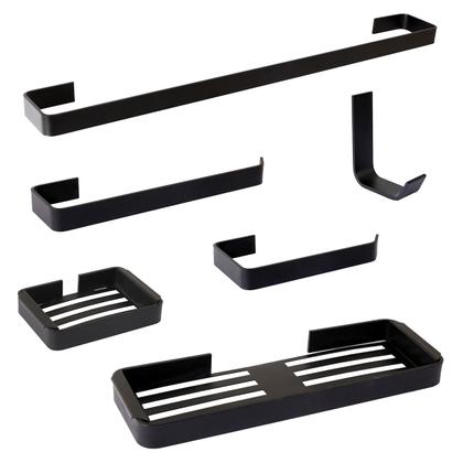 Imagem de Kit De Acessórios Para Banheiro Preto 6 Peças Linha Stander