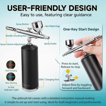 Imagem de Kit de aerógrafo pyewin Premium 32 PSI sem fio para unhas e maquiagem