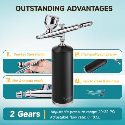 Imagem de Kit de aerógrafo pyewin Premium 32 PSI sem fio para unhas e maquiagem