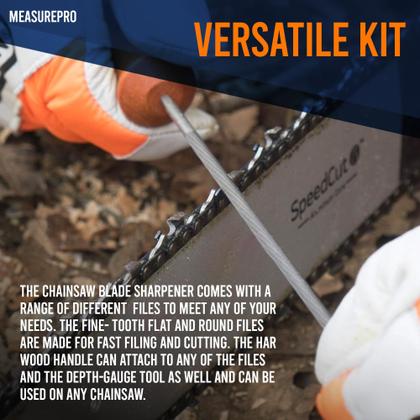 Imagem de Kit de afiação de motosserras MeasuPro de 7 peças com limas redondas e planas