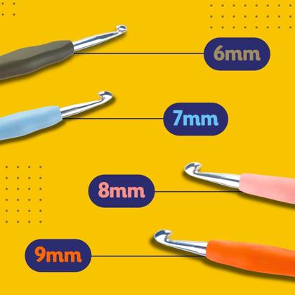 Imagem de Kit de Agulha Para Crochê 8 Agulhas de Diferentes Tamanhos, Cabo Soft - NYBC