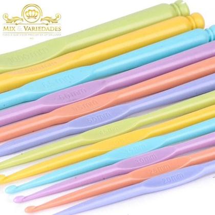 Imagem de Kit De Agulhas Para Croche Com 12un Em Plástico Colors
