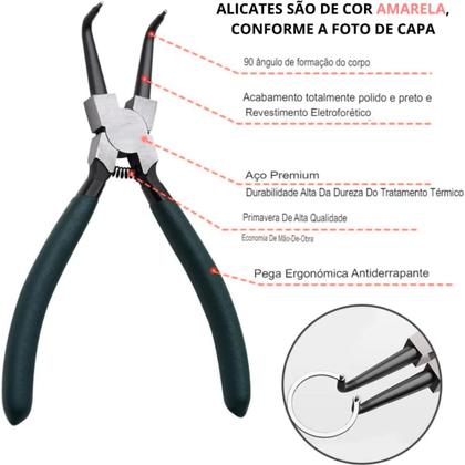 Imagem de Kit De Alicates Para Anéis 7 Polegadas Jogo Com 4 Peças Extrator Interno Externo Curvo Reto