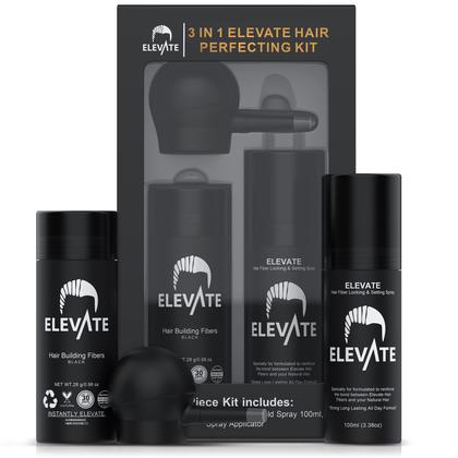 Imagem de Kit de aperfeiçoamento de cabelo Elevate 3 em 1 com fibras espessantes pretas