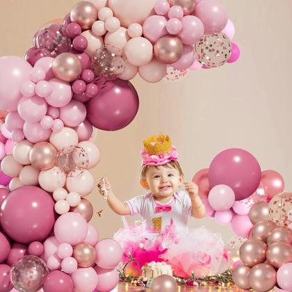 Imagem de Kit de Arco de Balões Borboleta Rosa e Vermelha para Festa Infantil