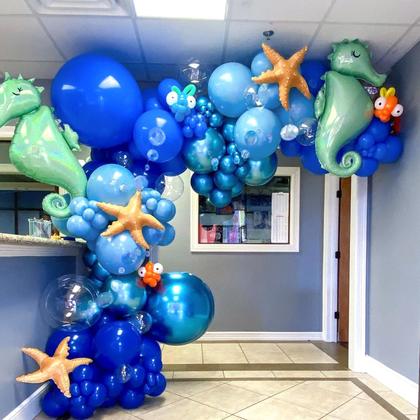Imagem de Kit de Arco de Balões NISOCY Azul - 124 Unidades para Decoração de Festa