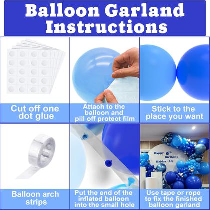 Imagem de Kit de Arco de Balões NISOCY Azul - 124 Unidades para Decoração de Festa