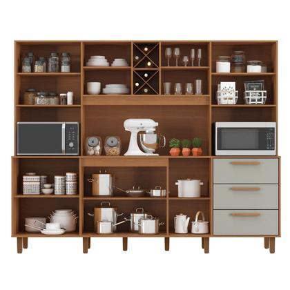 Imagem de Kit de Armários para Cozinha Mdp 8 Portas 3 Gavetas Apollo