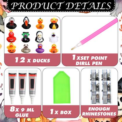 Imagem de Kit de arte DIY Diamond Landical Rubber Ducks Tema de Halloween