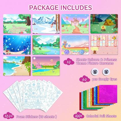 Imagem de Kit de arte e artesanato em alumínio PERRYHOME Unicorn & Princess Girls