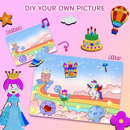 Imagem de Kit de arte e artesanato em alumínio PERRYHOME Unicorn & Princess Girls