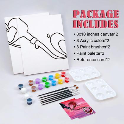 Imagem de Kit de artesanato artístico nuberlic, pacote com 2 pinturas com gole de vinho, 20x25 cm