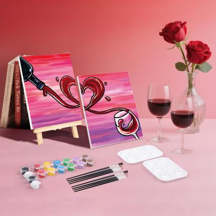 Imagem de Kit de artesanato artístico nuberlic, pacote com 2 pinturas com gole de vinho, 20x25 cm