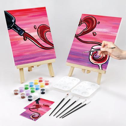 Imagem de Kit de artesanato artístico nuberlic, pacote com 2 pinturas com gole de vinho, 20x25 cm