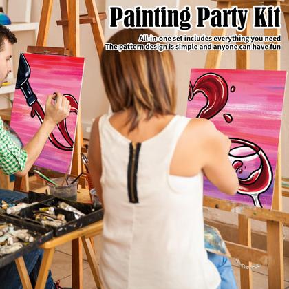 Imagem de Kit de artesanato artístico nuberlic, pacote com 2 pinturas com gole de vinho, 20x25 cm